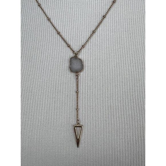 Los Angeles Boutique Rose Gold Long Chain Fashion Boho Gemstone Necklace NEW - Picture 3 of 8